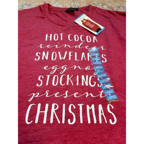 Christmas Sweater Crewneck Hot Cocoa and Santa Holiday NWT long sleeve top - Picture 1 of 5